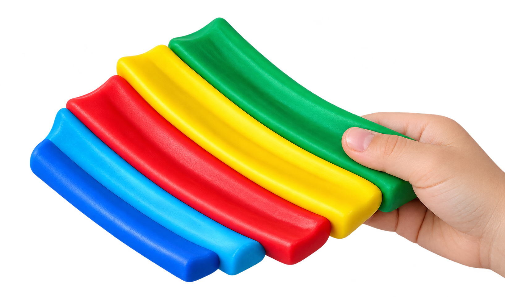 A hand folding colorful modeling clay