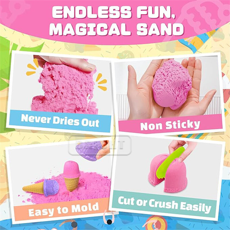 Magic Sand Toys - 107g Non-Toxic Kinetic Sand Kit for Sensory Play, 6 Colors details